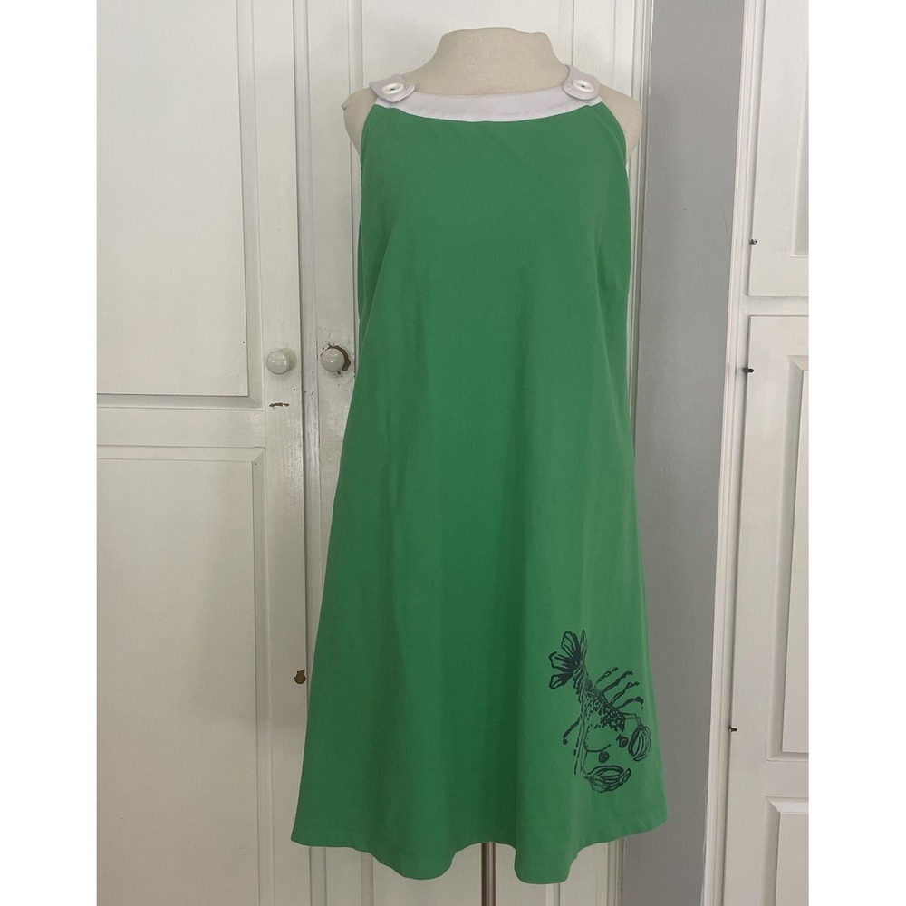 Lilly Pulitzer Green Sleeveless Shift Dress with White Trim